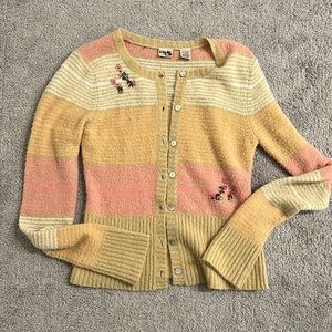 Bke denim cardigan with embroidered flowers